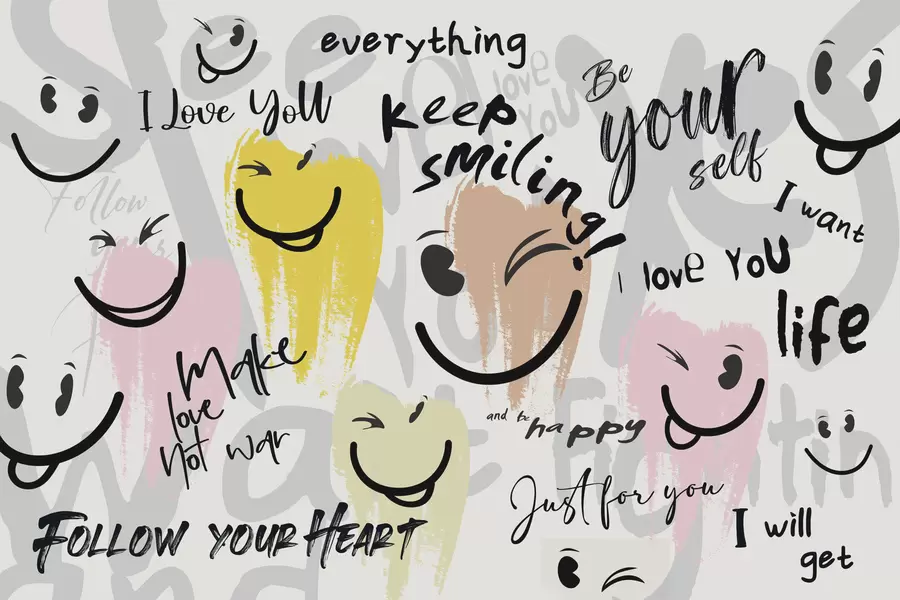 Fototapet Emoticons och inskriptioner w04174