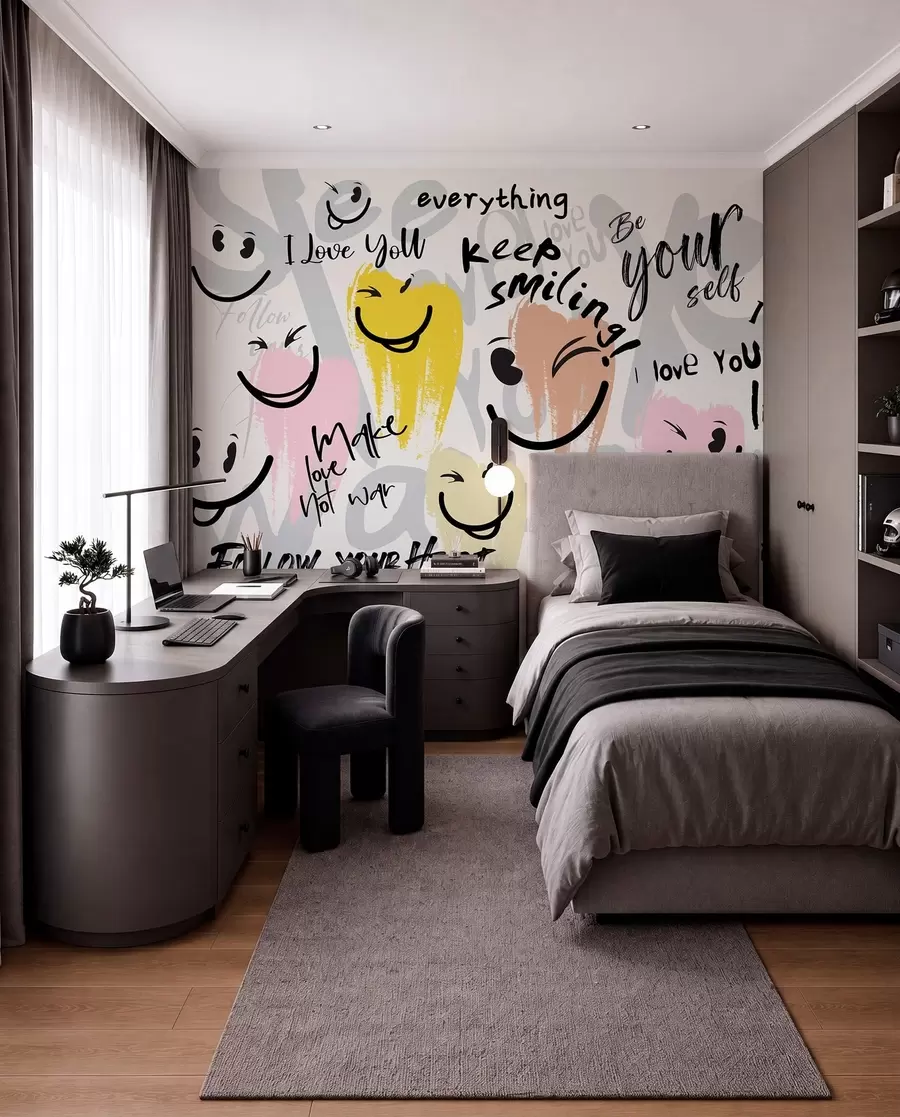 Fototapet Emoticons och inskriptioner w04174
