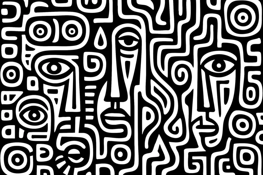 Fototapet Stiliserade ansiktsdetaljer w04186