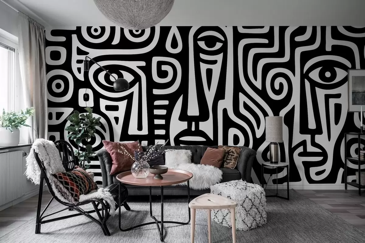 Fototapet Stiliserade ansiktsdetaljer w04186