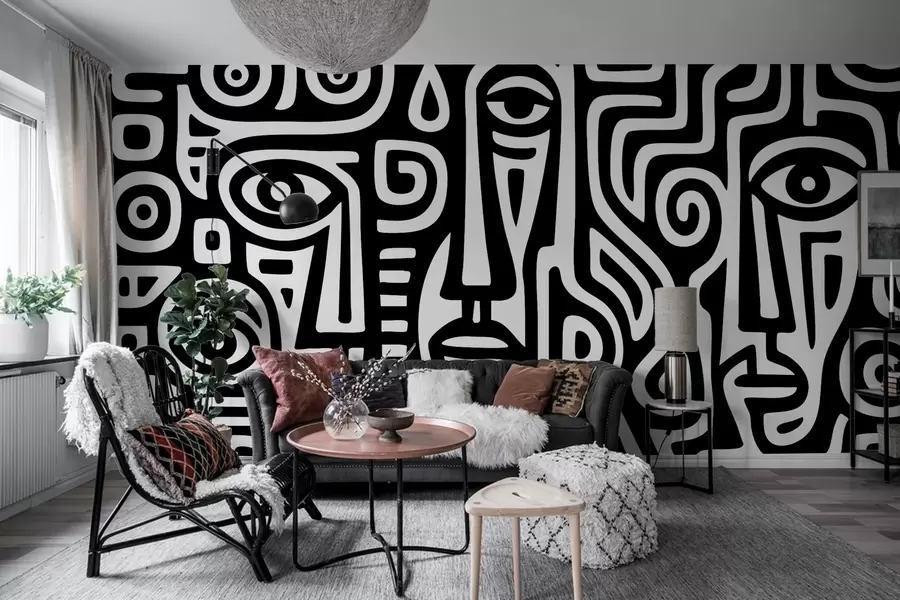 Fototapet Stiliserade ansiktsdetaljer w04186