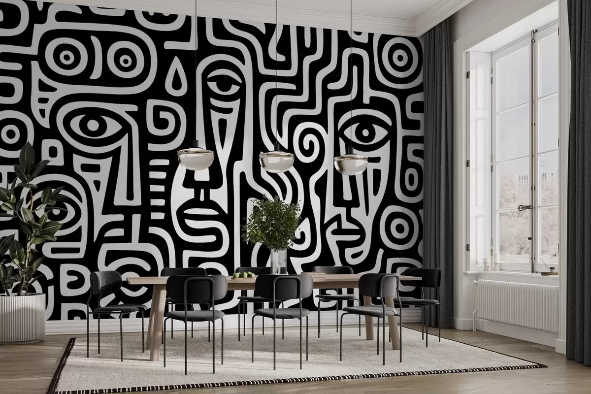 Fototapet Stiliserade ansiktsdetaljer w04186