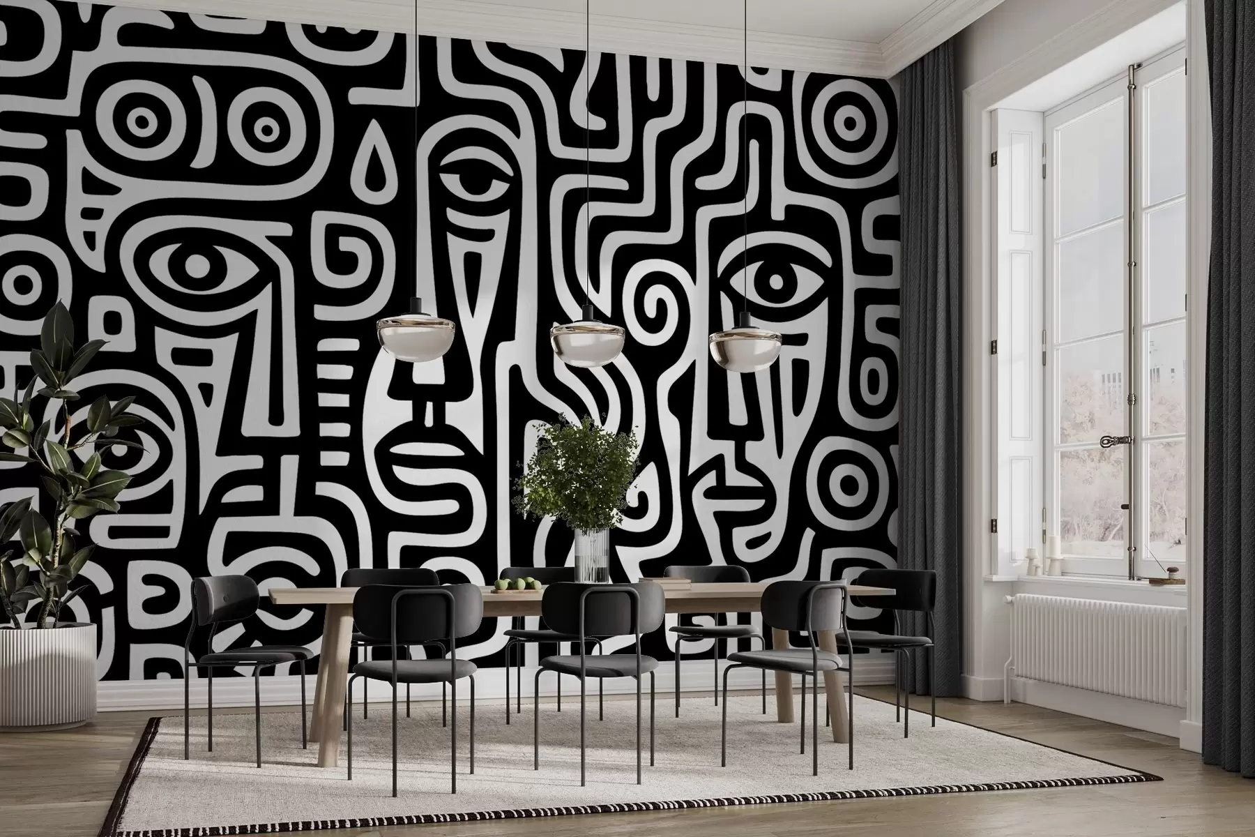 Fototapet Stiliserade ansiktsdetaljer w04186