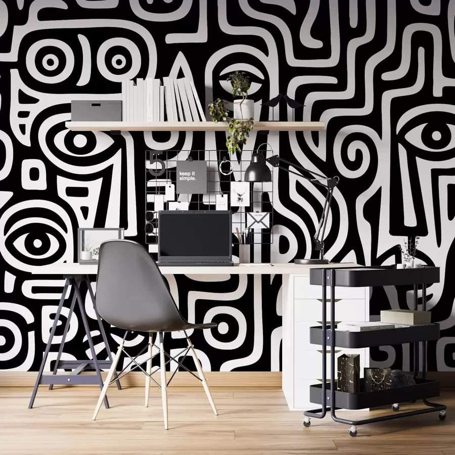 Fototapet Stiliserade ansiktsdetaljer w04186