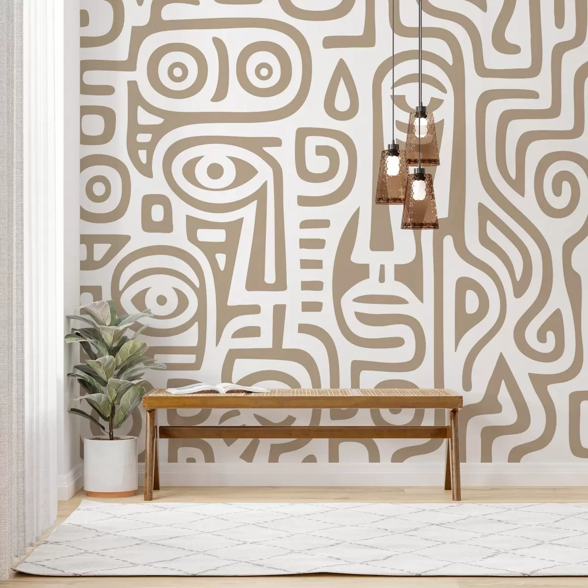 Fototapet Stiliserade ansiktsdetaljer w04186v2