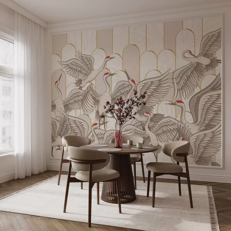 Fototapet Fåglar och vintage-bågar w04193