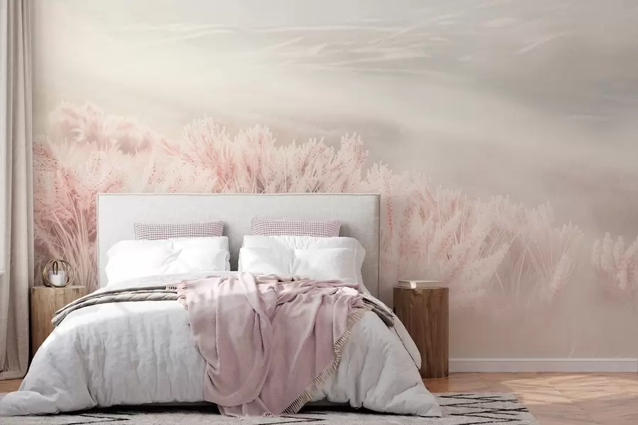 Fototapet  ett fält med fluffigt gräs w04211