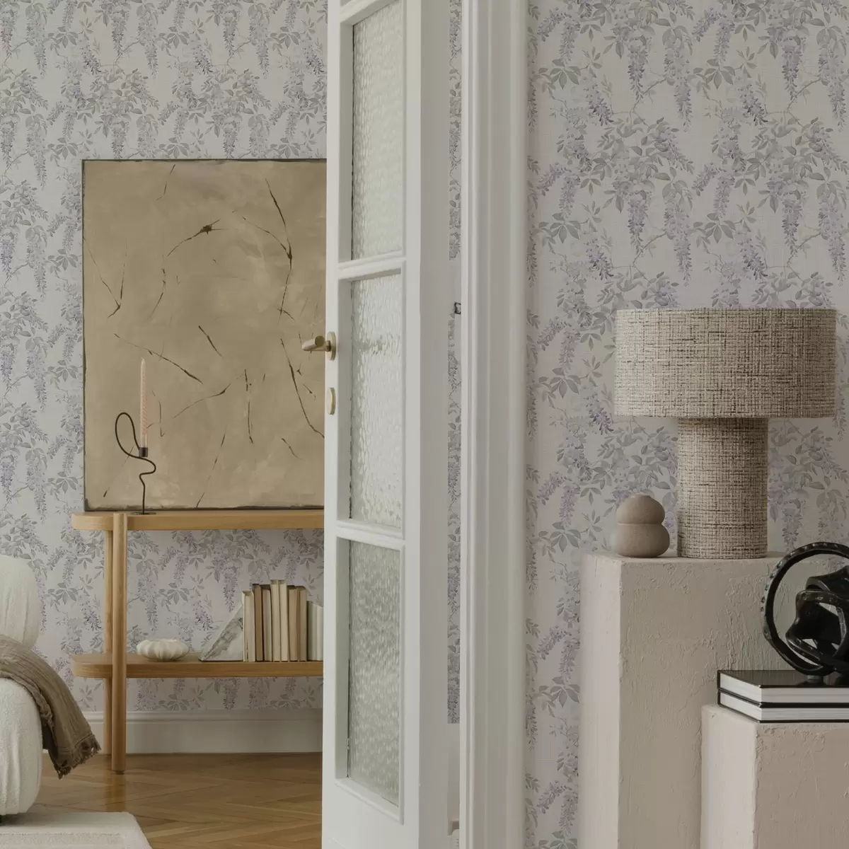 Bakgrund Lila blåregn på vit bakgrund, akvarellstil a00239