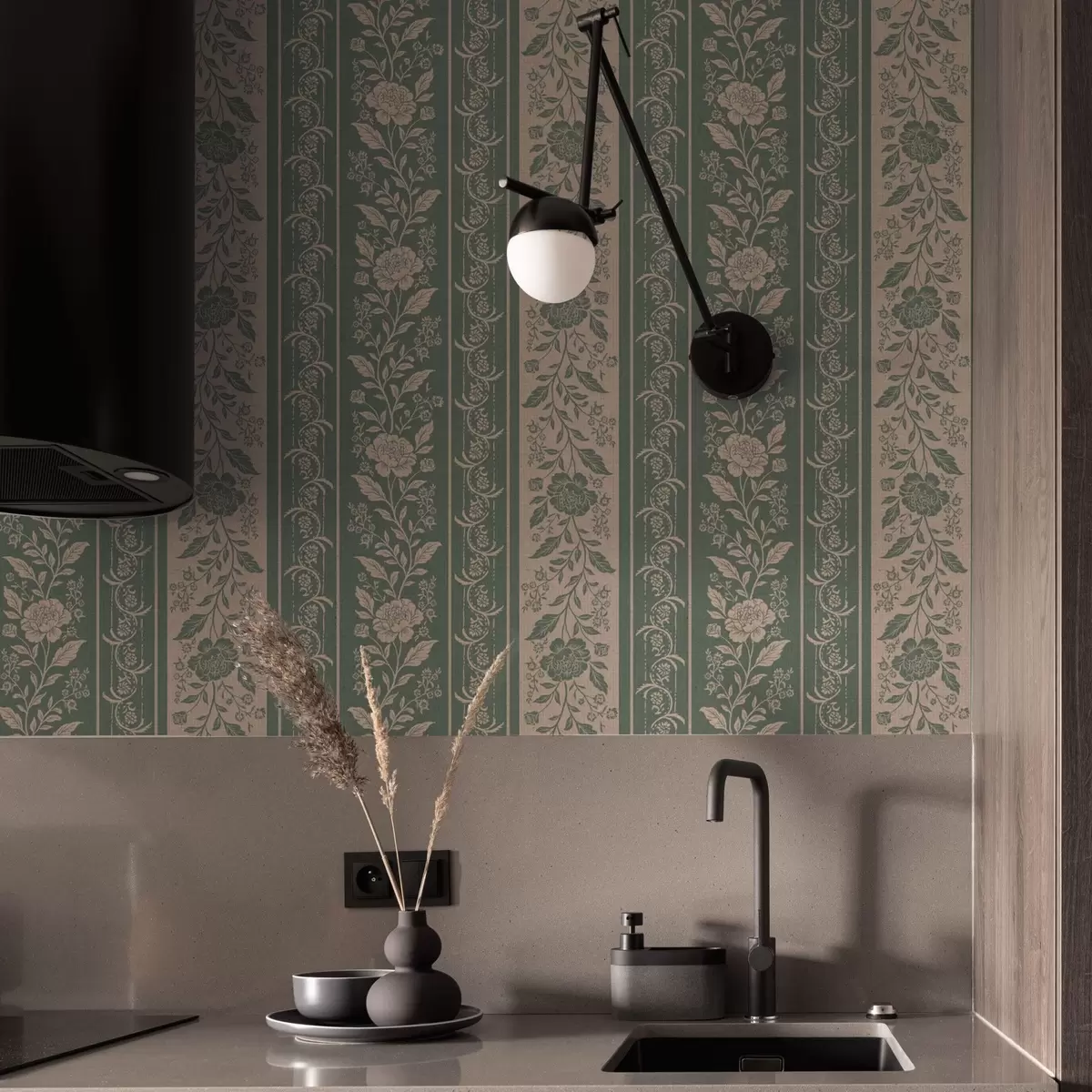 Bakgrund Vertikala ränder med blommigt mönster a00273