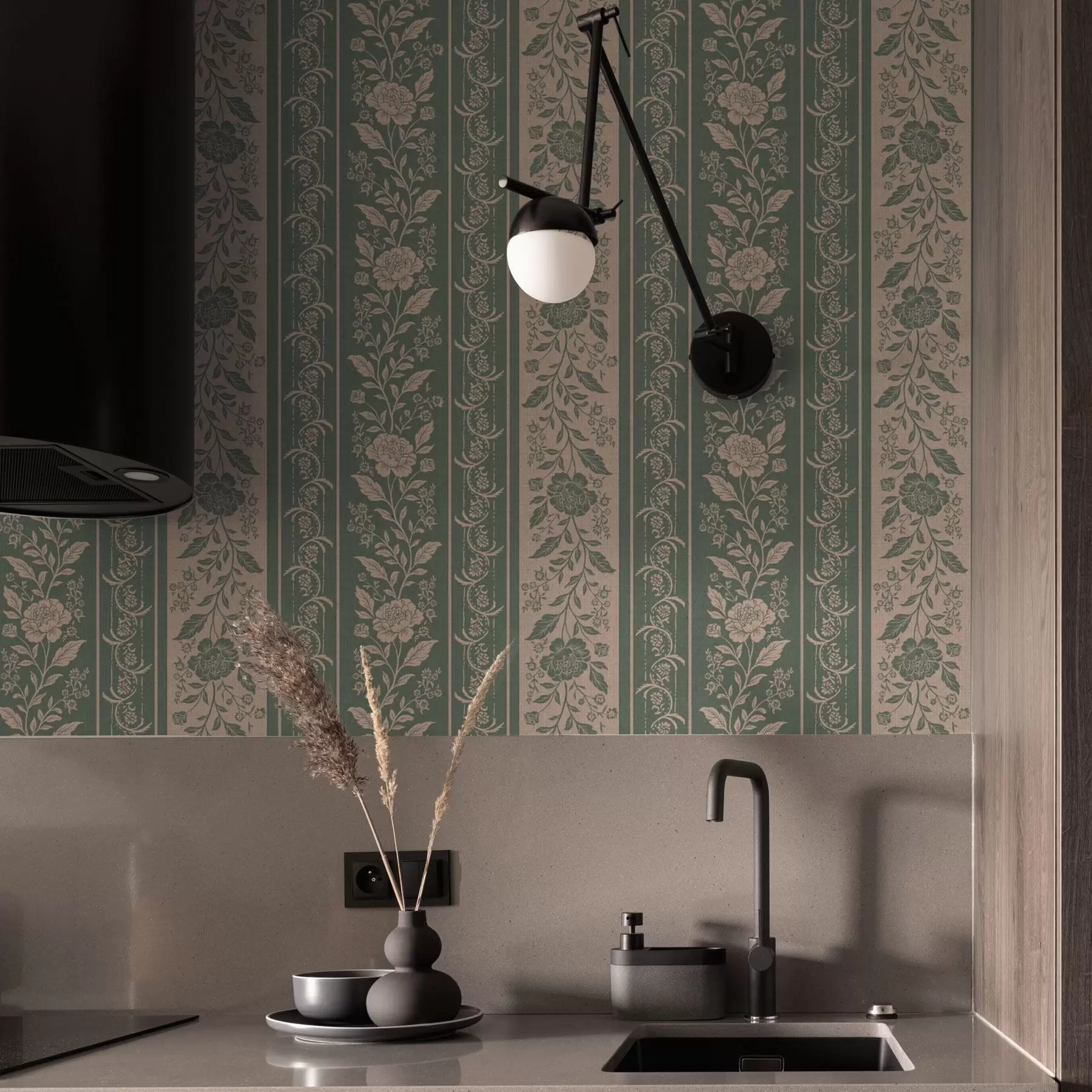 Fototapet Vertikala ränder med blommigt mönster a00273