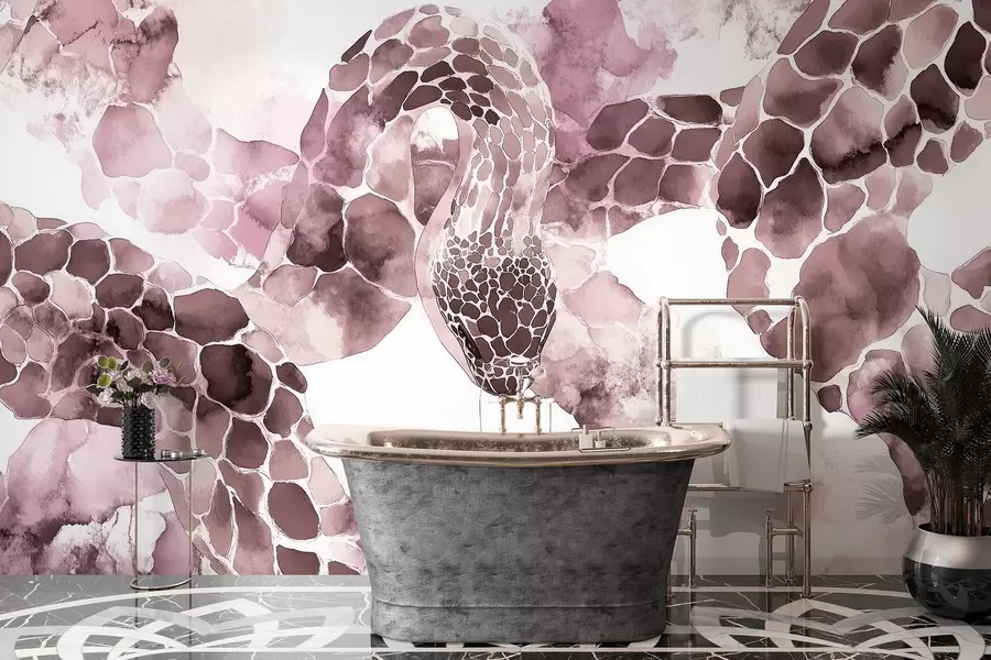 Fototapet Silhuett av orm, akvarellstil, vinröda färger w04113v1