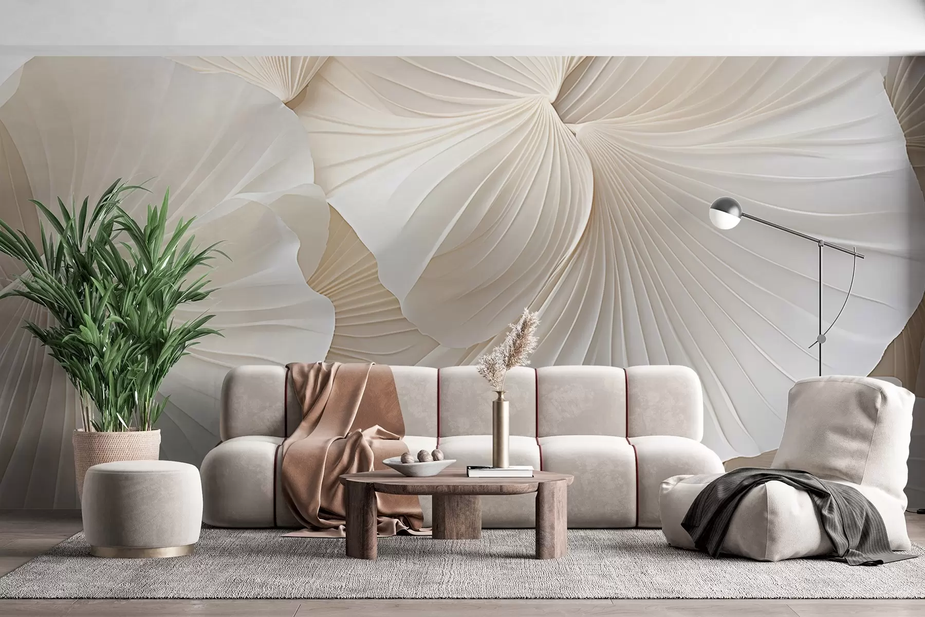 Fototapet kronblad, blommor, vit, grädde, textur, ömhet, dekorativ w04216