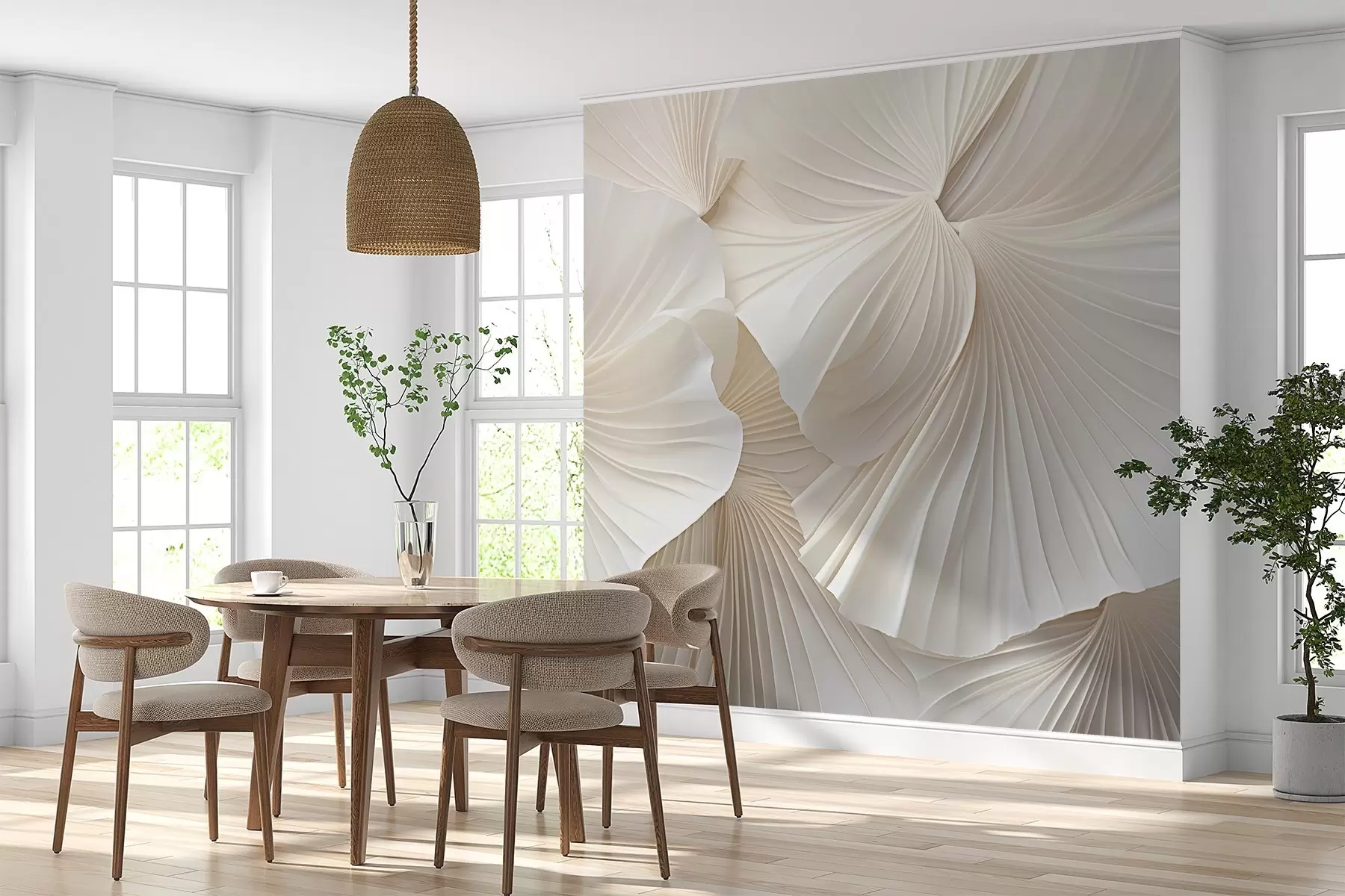 Fototapet kronblad, blommor, vit, grädde, textur, ömhet, dekorativ w04216