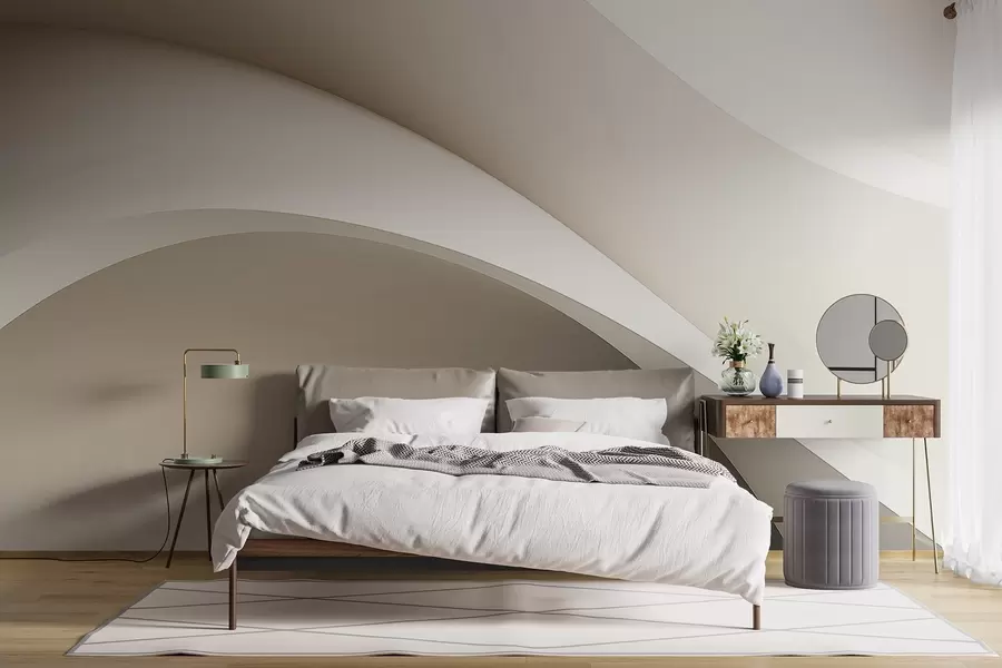 Fototapet abstraktion, vågor, mjuka kurvor, beige, slät, linjer, modern w04217v1