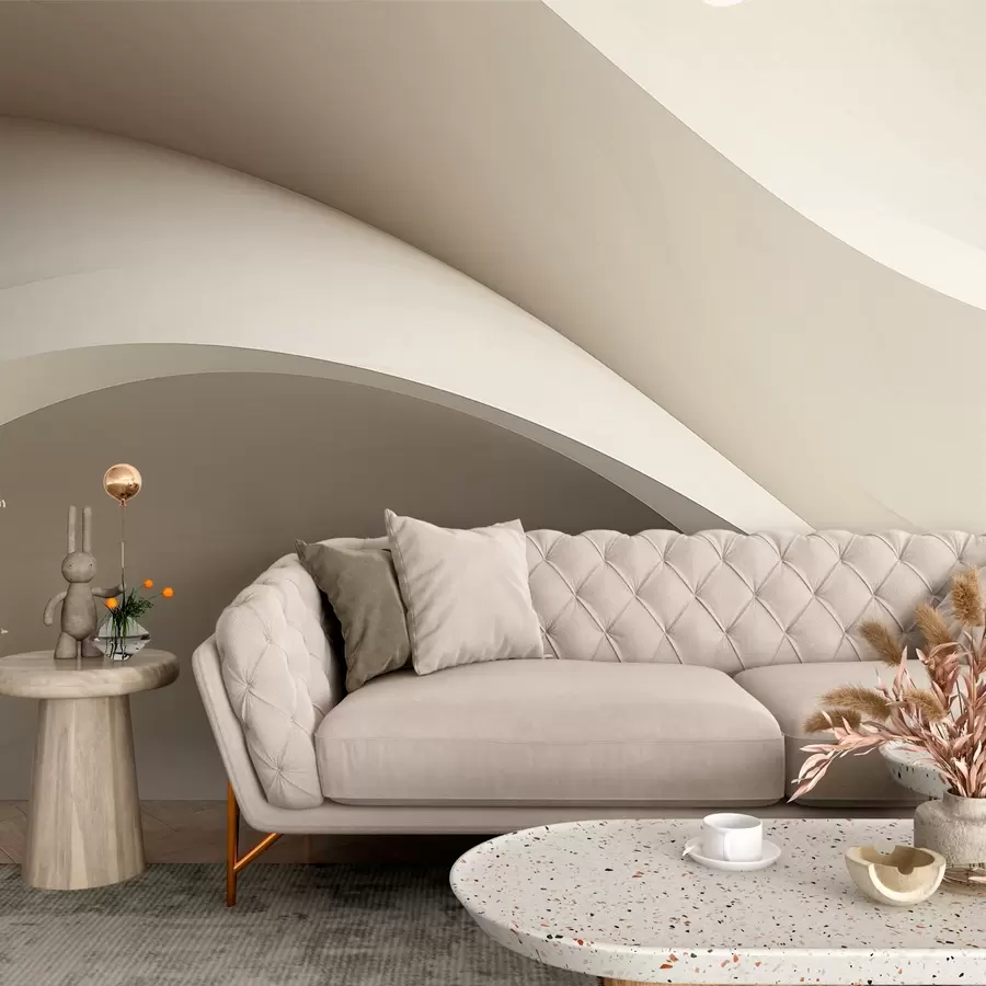 Fototapet abstraktion, vågor, mjuka kurvor, beige, slät, linjer, modern w04217v1