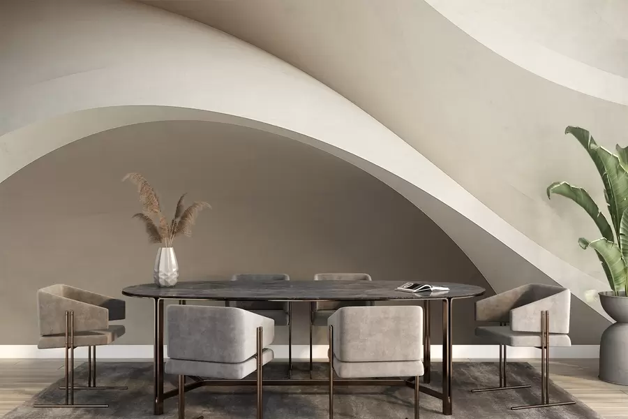 Fototapet abstraktion, vågor, mjuka kurvor, beige, slät, linjer, modern w04217v1