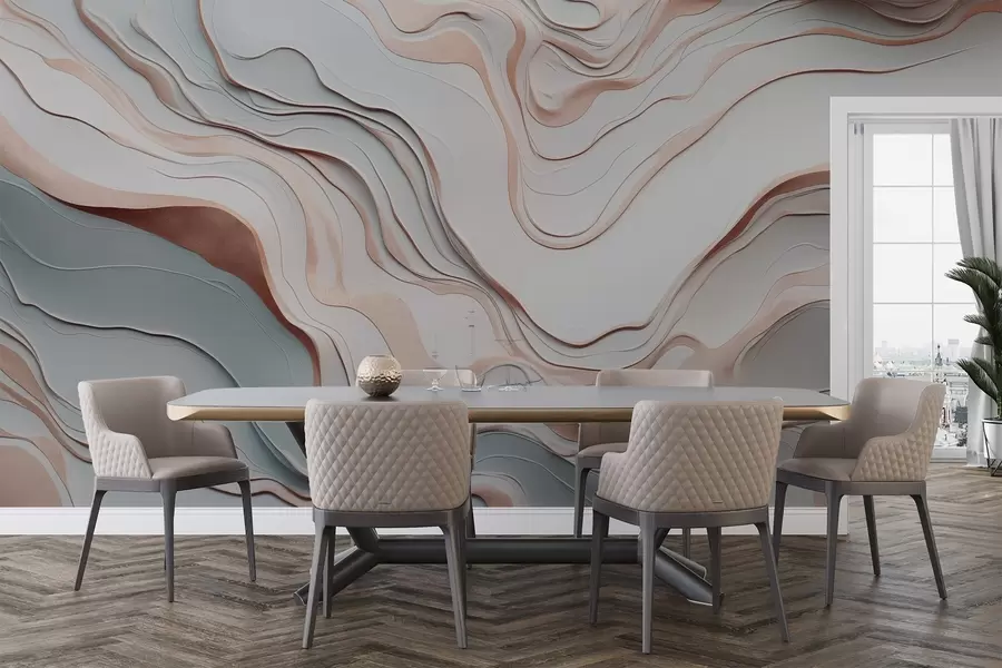 Fototapet lager, vågor, abstraktion, rosa, grått, mjuka former, w04255v1