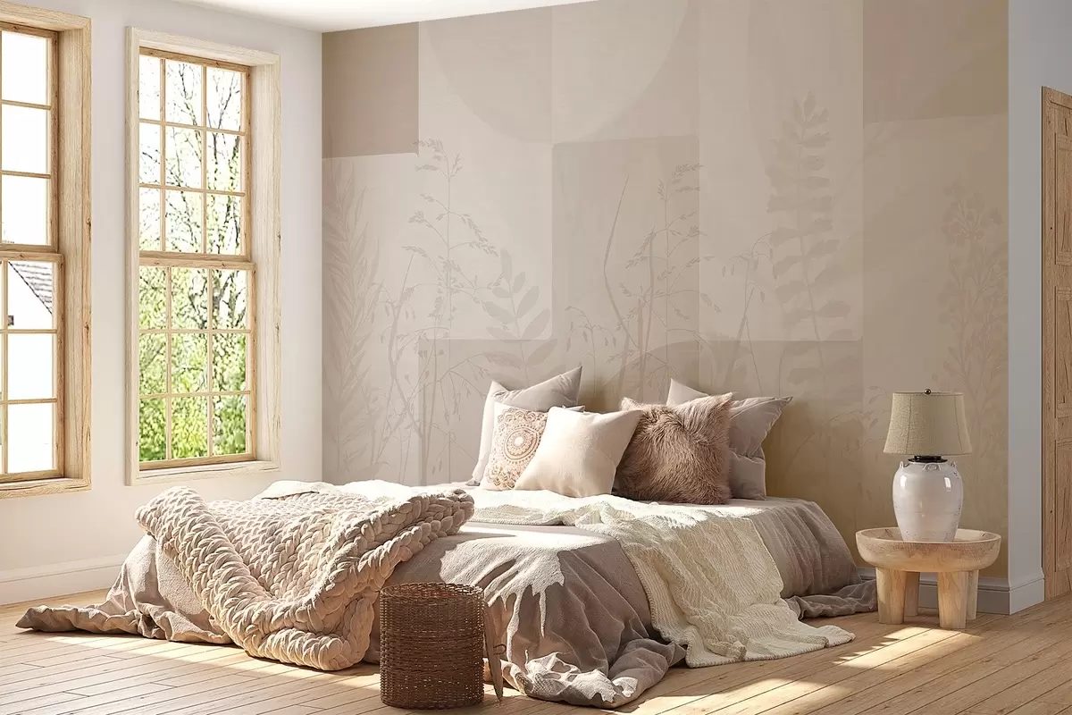 Fototapet Abstraktion med växter, geometri w04240