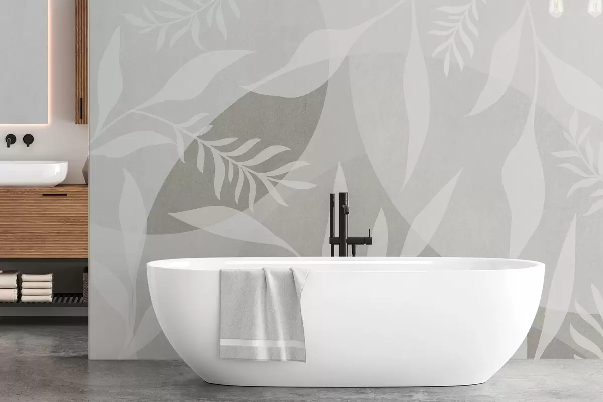 Fototapet Silhuetter av kvistar mot en bakgrund av abstrakta cirklar w04270