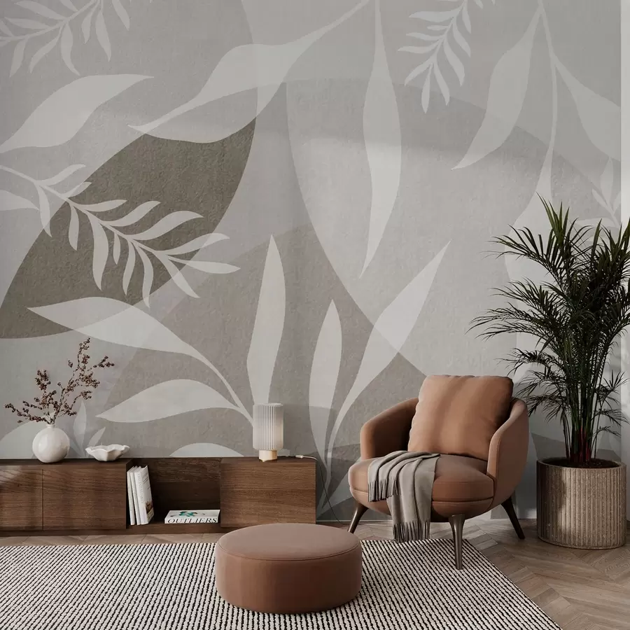 Fototapet Silhuetter av kvistar mot en bakgrund av abstrakta cirklar w04270v1