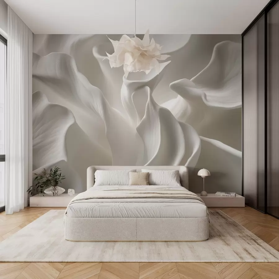 Fototapet vågiga kronblad med imitation av volym w04212