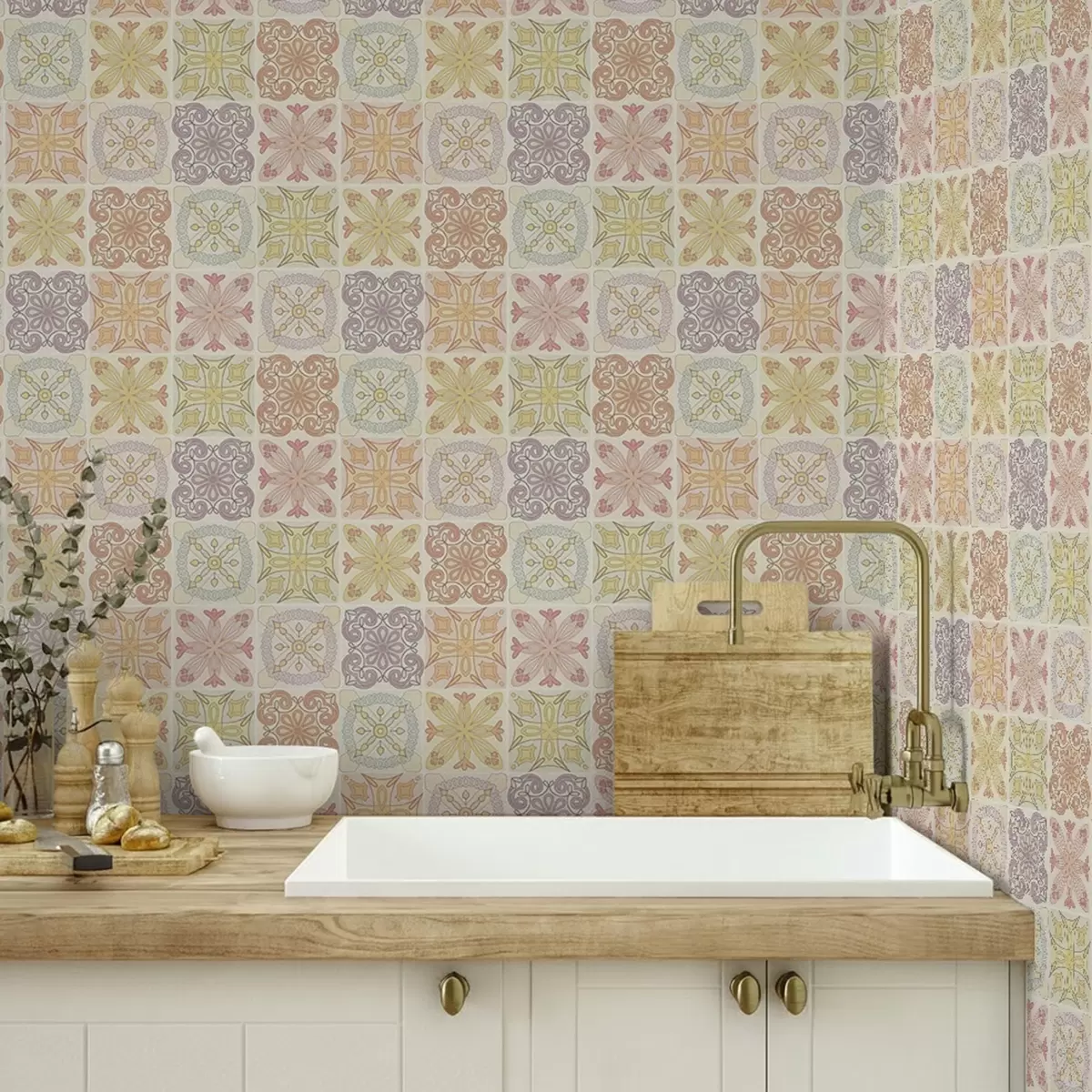 Bakgrund Prydnadsföremål av färgade geometriska plattor a00284