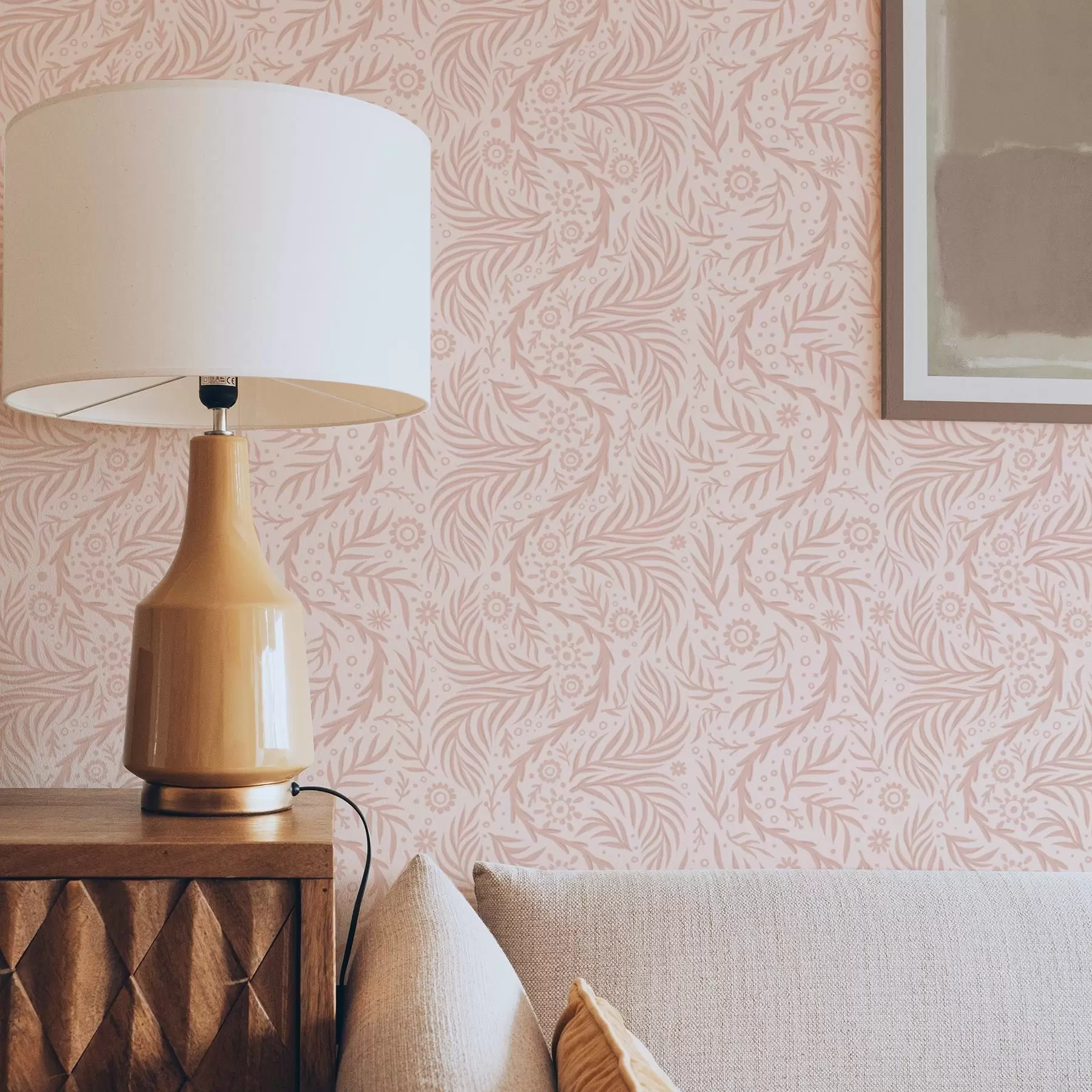 Fototapet Ljusrosa blommiga element på en rosa bakgrund a00290