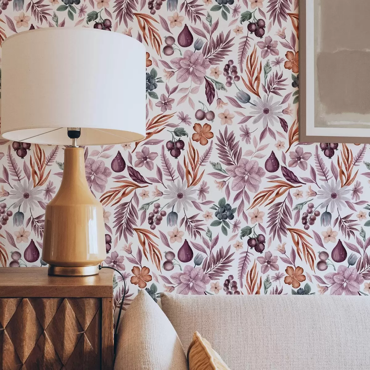 Bakgrund Ljusa bär, blommor och blad i akvarellstil a00298