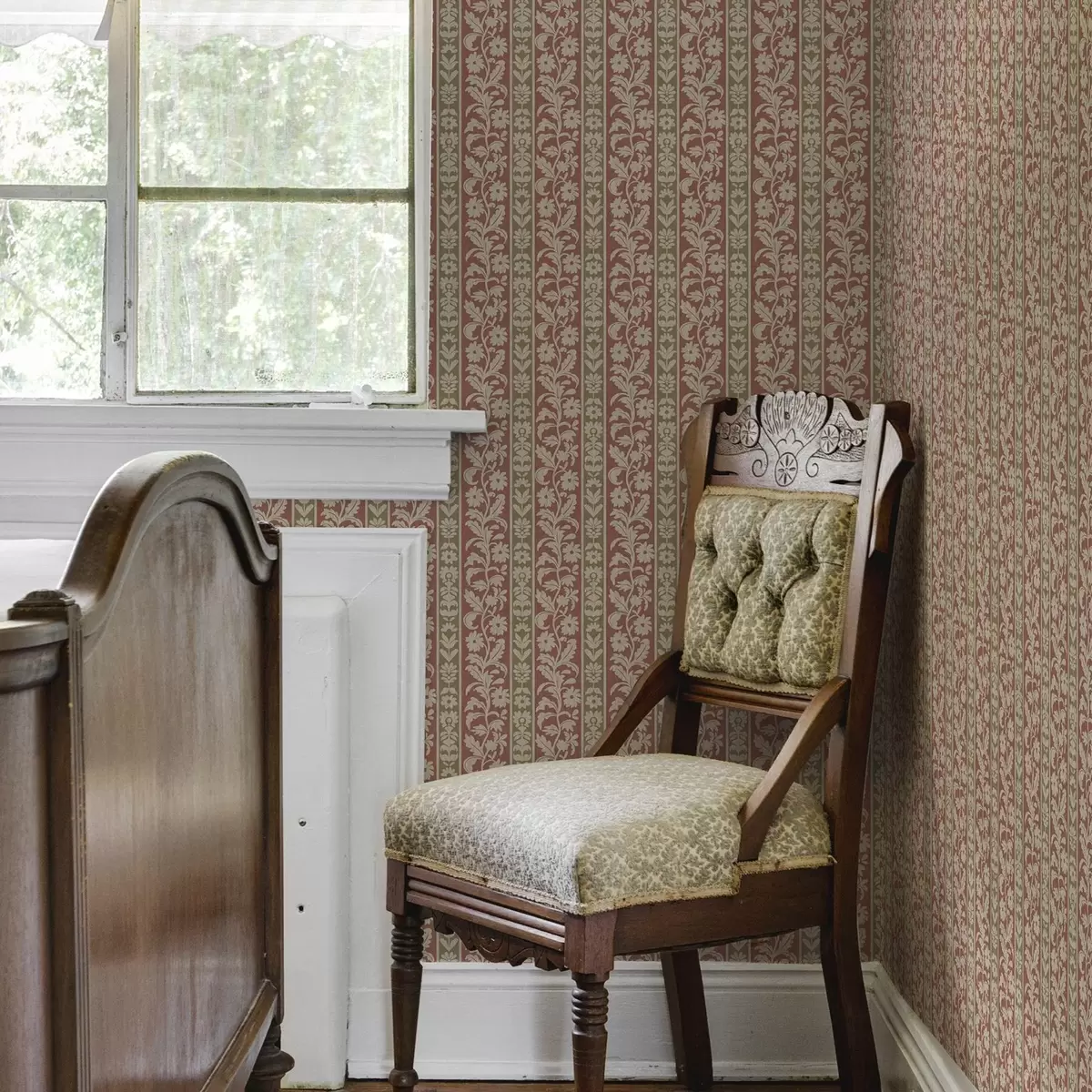 Bakgrund Retro vertikala ränder med blommigt mönster a00362