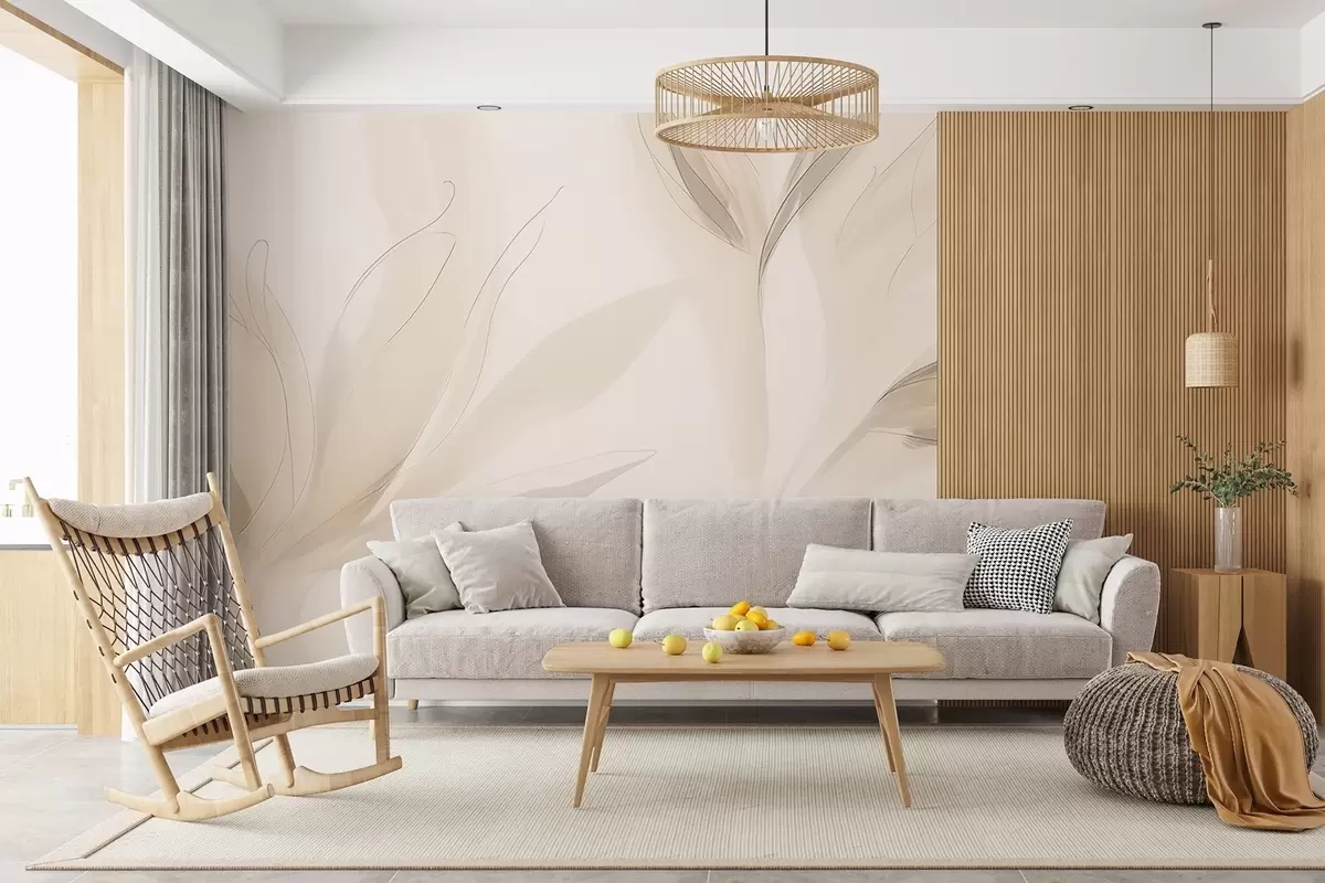 Fototapet Ljusa abstrakta löv w04243