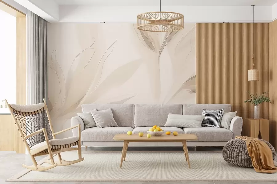 Fototapet Ljusa abstrakta löv w04243