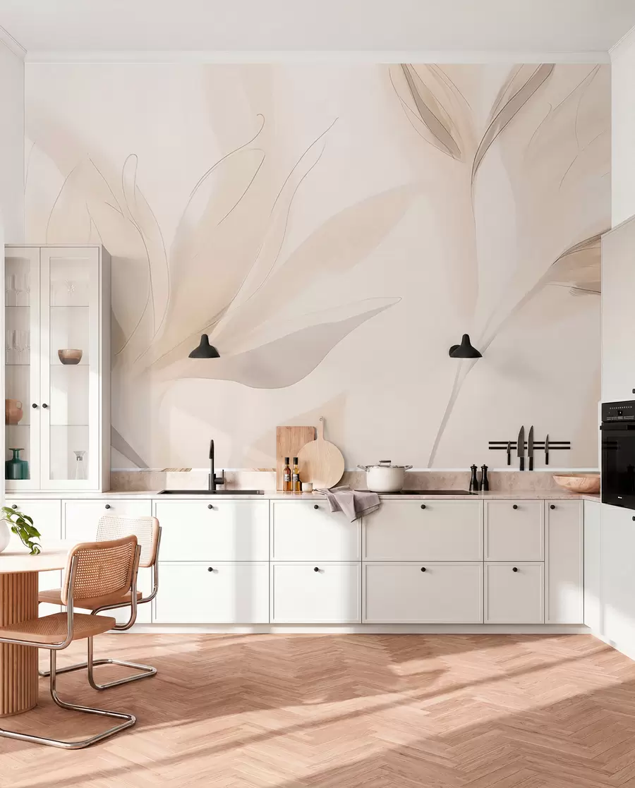 Fototapet Ljusa abstrakta löv w04243
