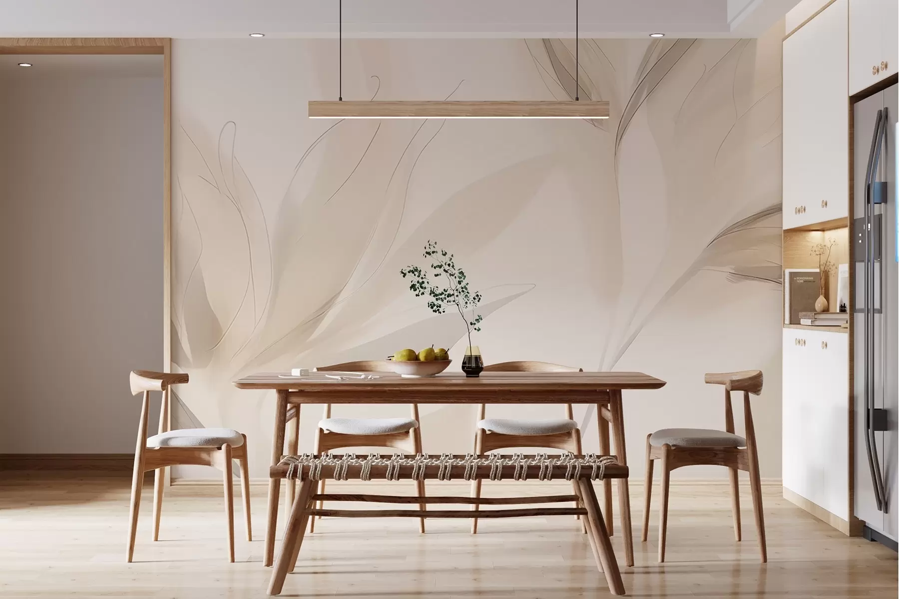 Fototapet Ljusa abstrakta löv w04243