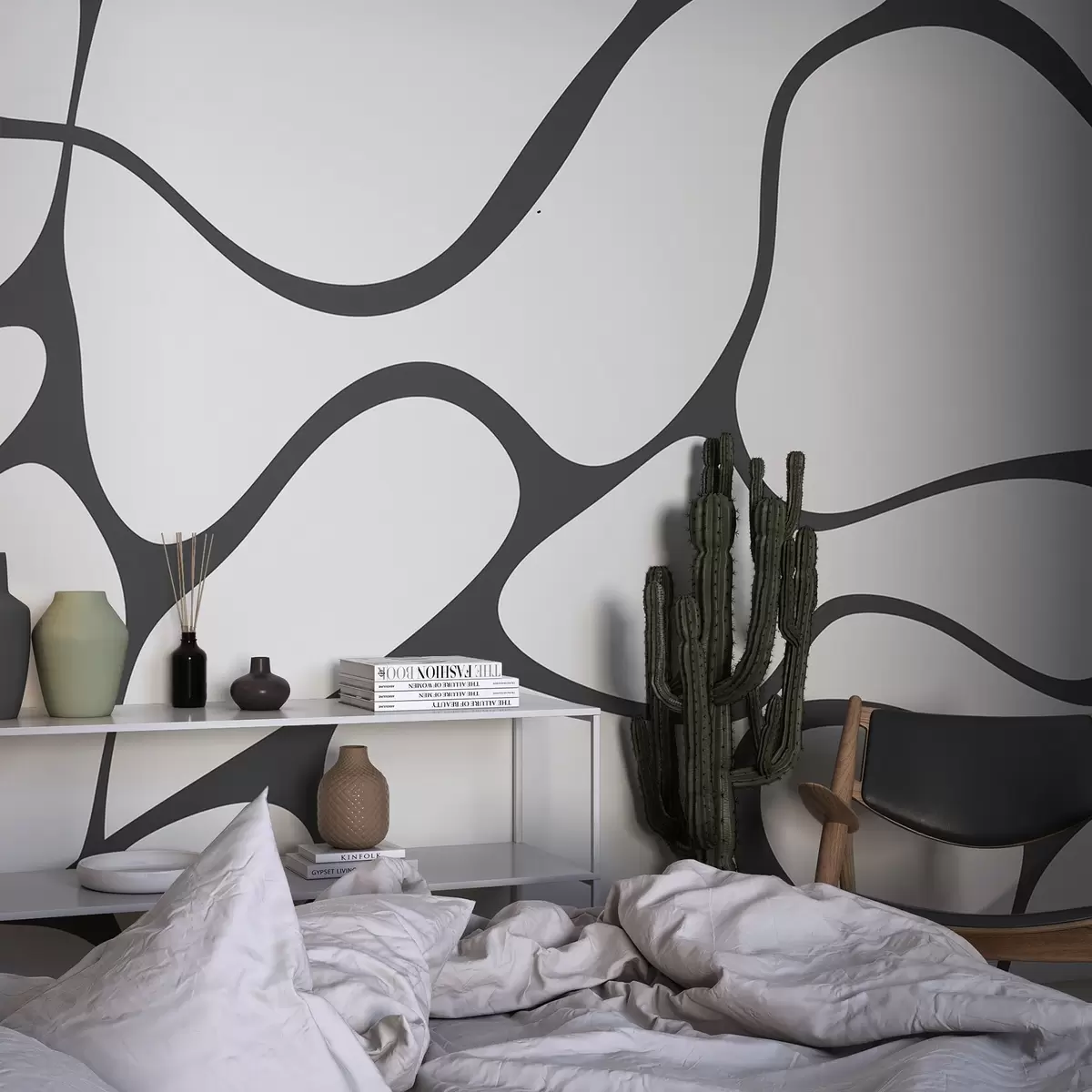 Fototapet Abstrakt mönster med böjda linjer w04274