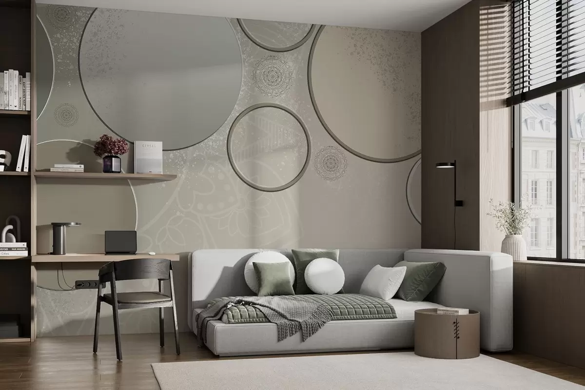 Fototapet Olika cirklar på en genomskinlig bakgrund w09181