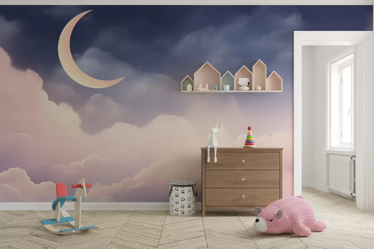 Fototapet Moln och månen w04330