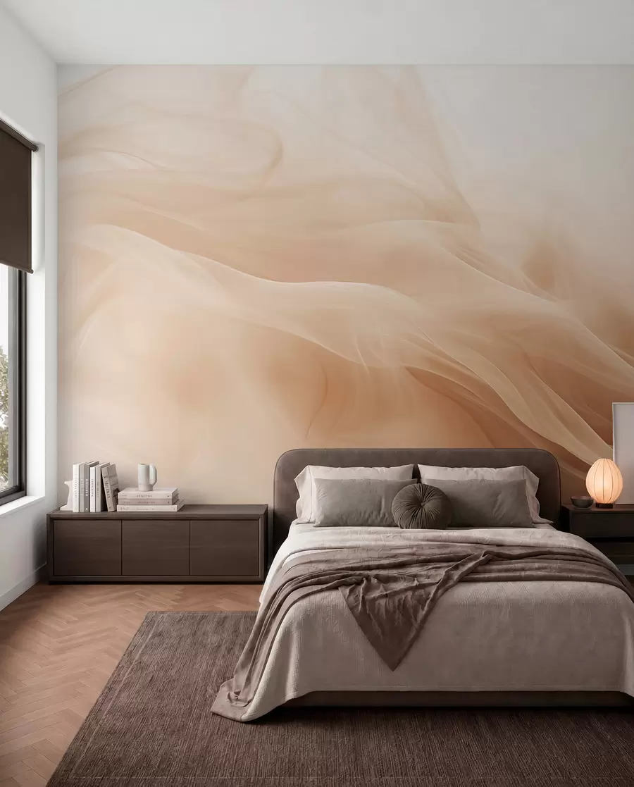 Fototapet Beige rökiga vågor i abstrakt stil w09273