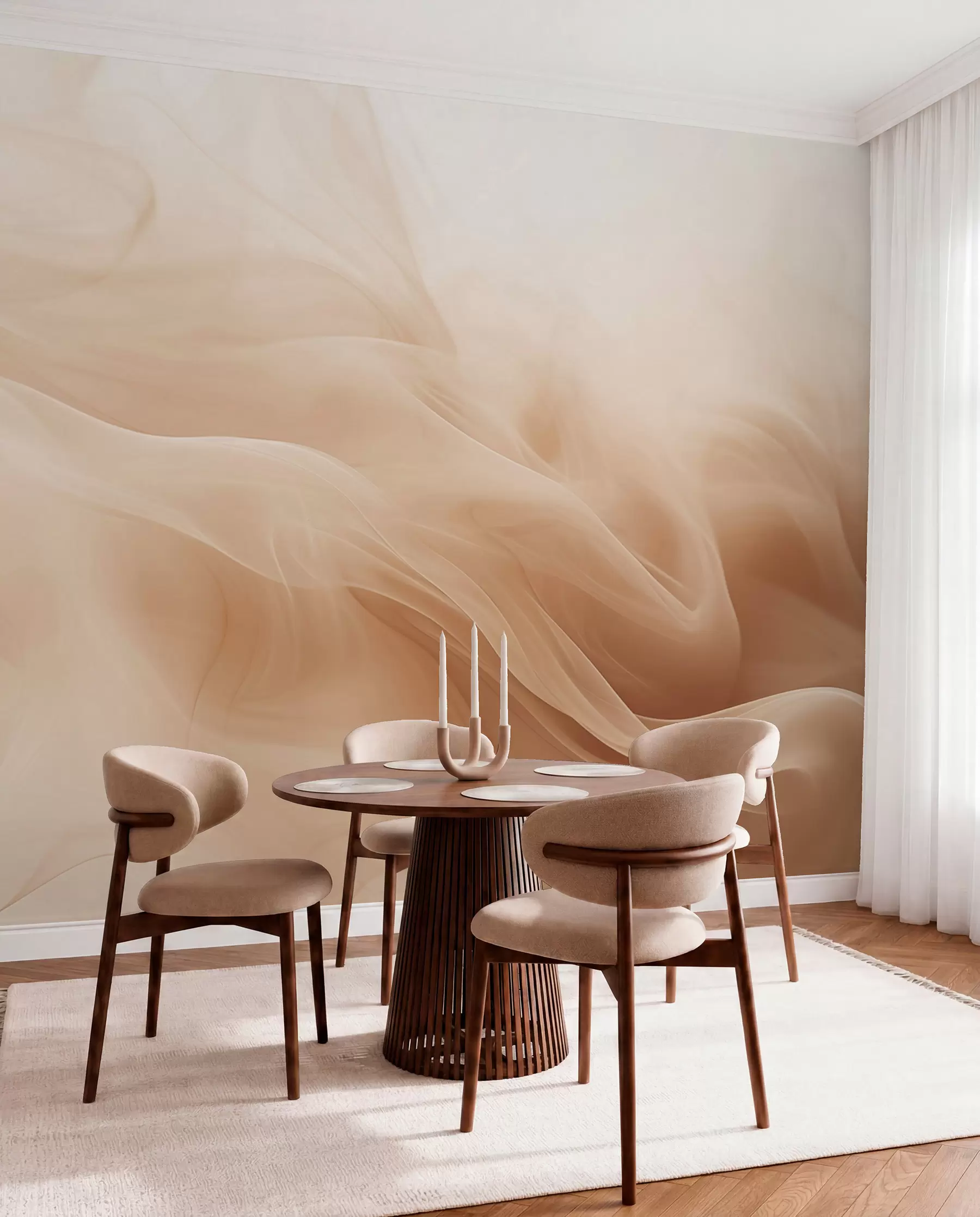 Fototapet Beige rökiga vågor i abstrakt stil w09273