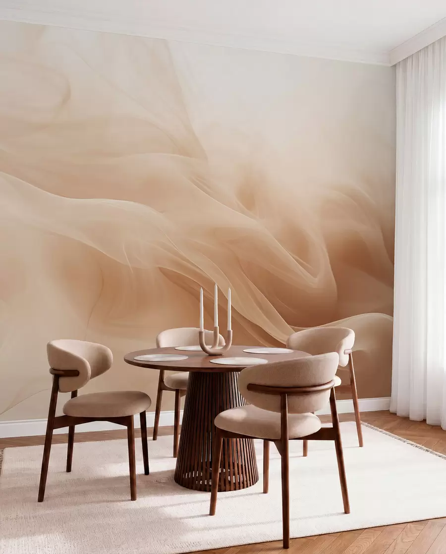 Fototapet Beige rökiga vågor i abstrakt stil w09273