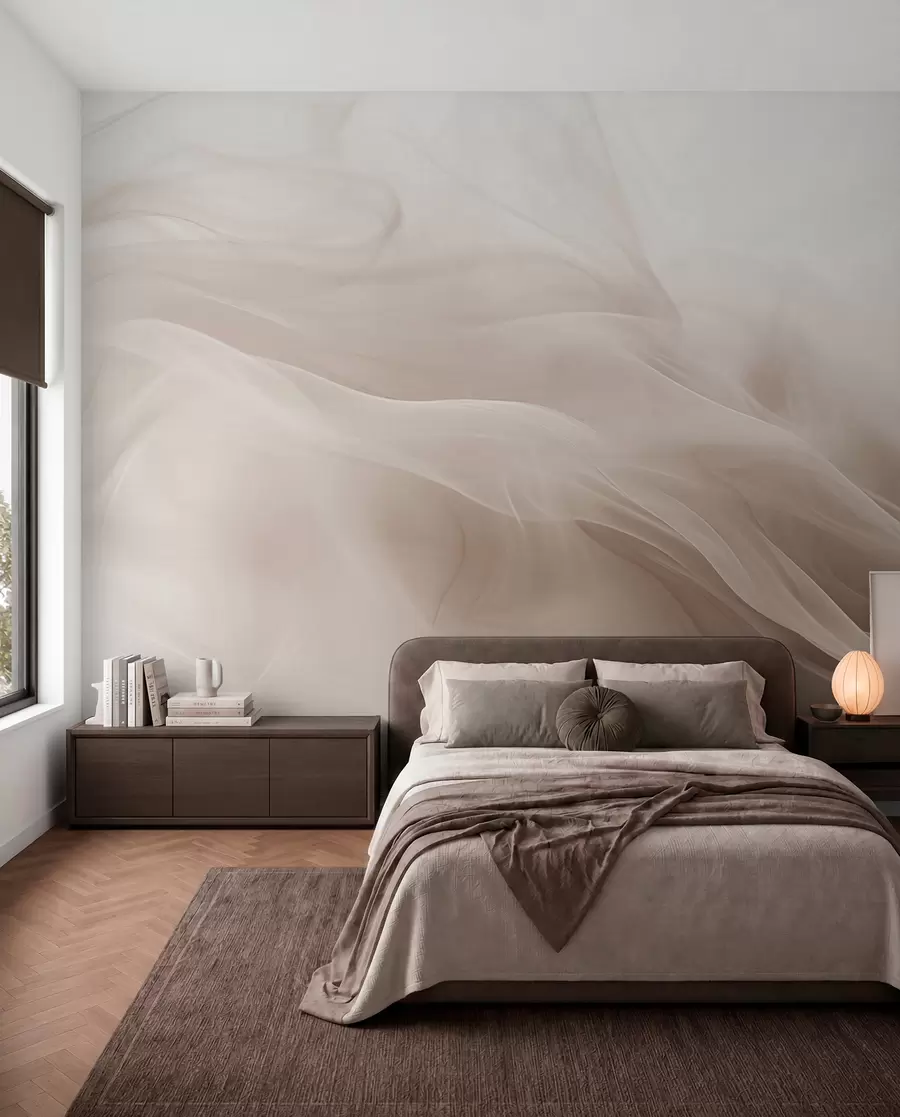 Fototapet Mjuka beige rökiga vågor i abstrakt stil w09273v1