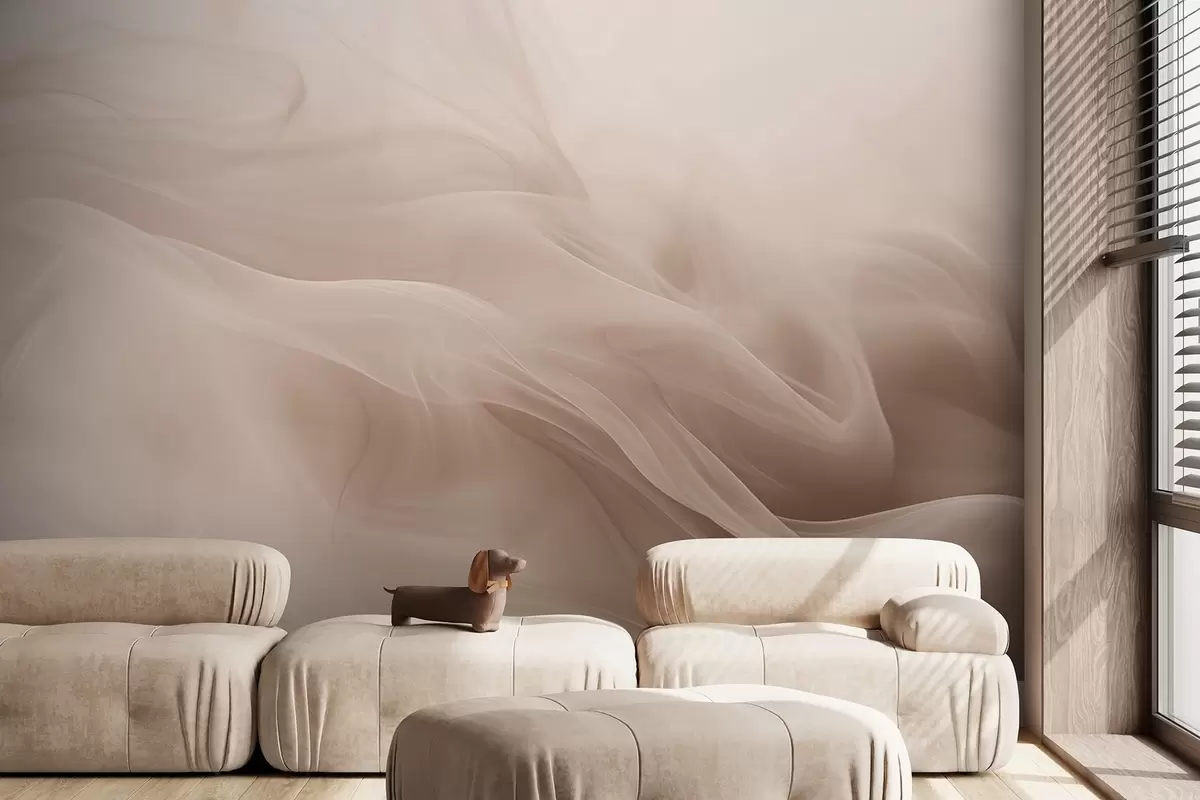 Fototapet Mjuka beige rökiga vågor i abstrakt stil w09273v1