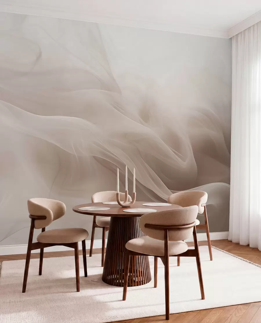 Fototapet Mjuka beige rökiga vågor i abstrakt stil w09273v1
