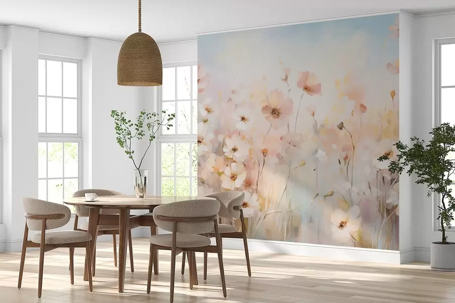 Fototapet Vildblommor i pastellfärger i akvarellstil w09280