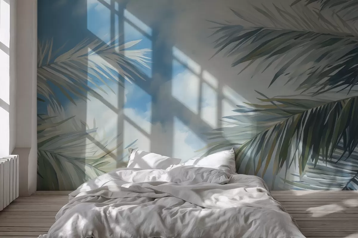 Fototapet Palmblad mot himlen w04361