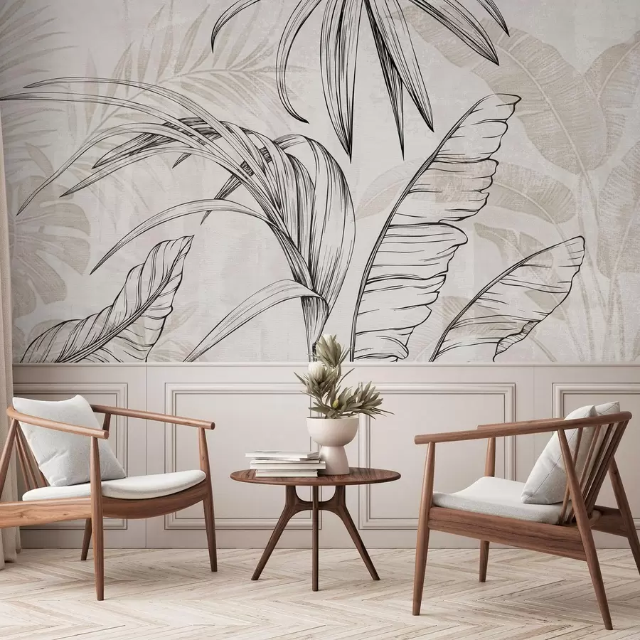 Fototapet Löv på bakgrund med imitationsoskärpa och textur w04362