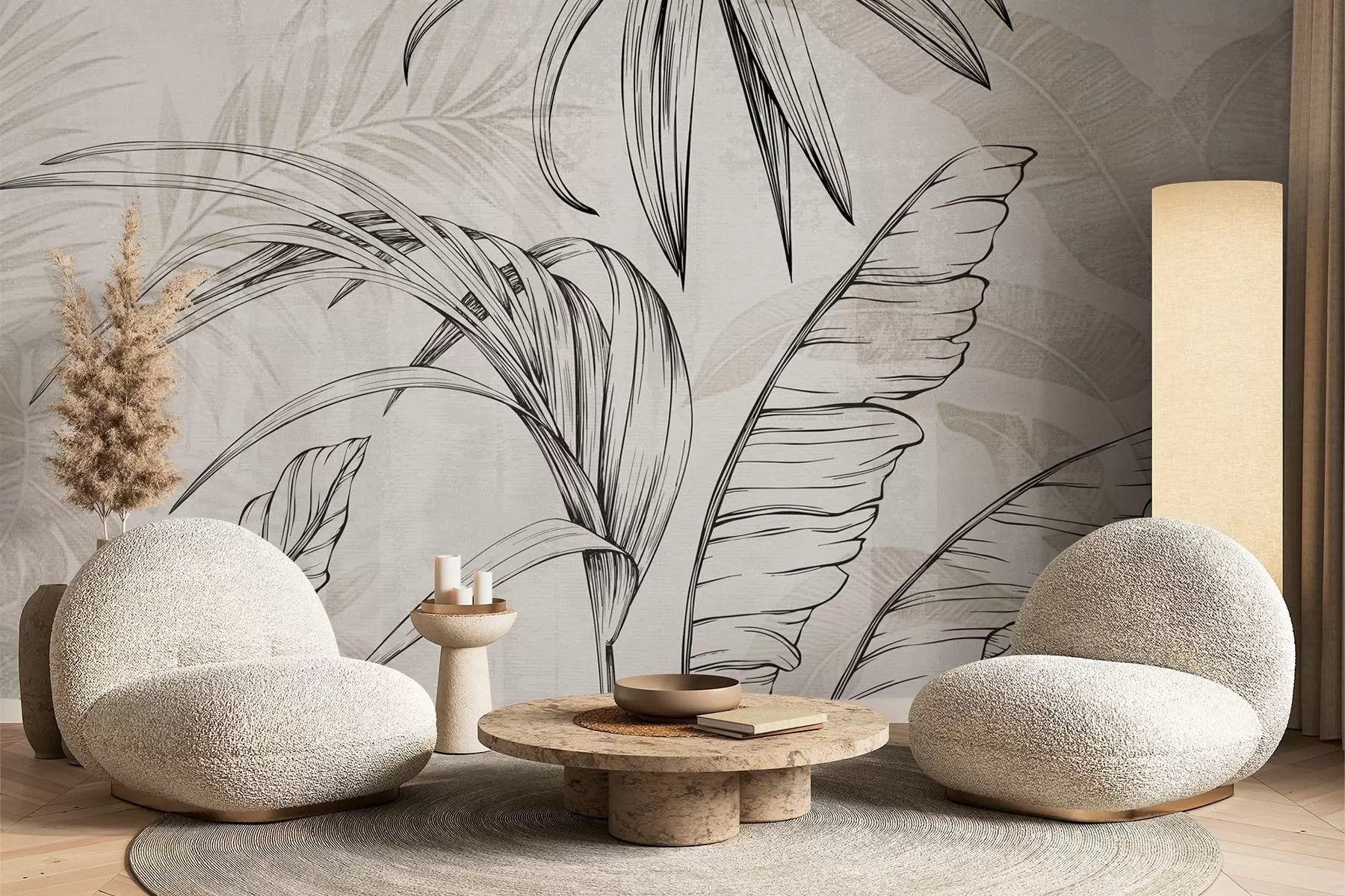 Fototapet Löv på bakgrund med imitationsoskärpa och textur w04362