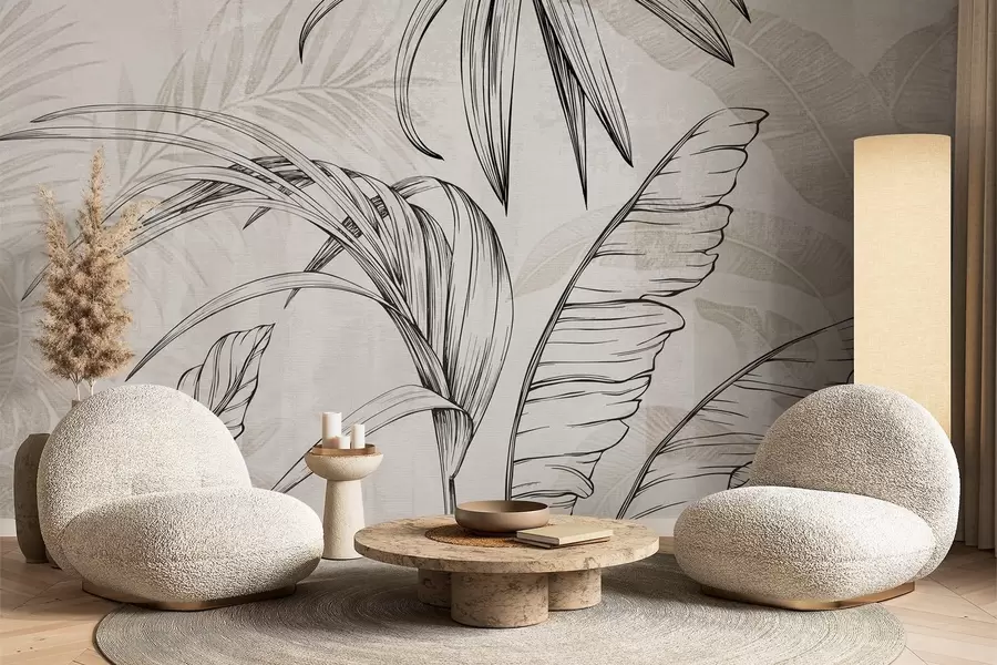 Fototapet Löv på bakgrund med imitationsoskärpa och textur w04362