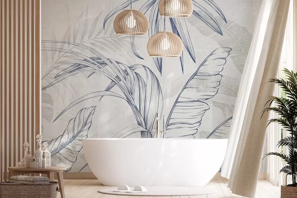 Fototapet Löv på bakgrund med imitationsoskärpa och textur w04362v1