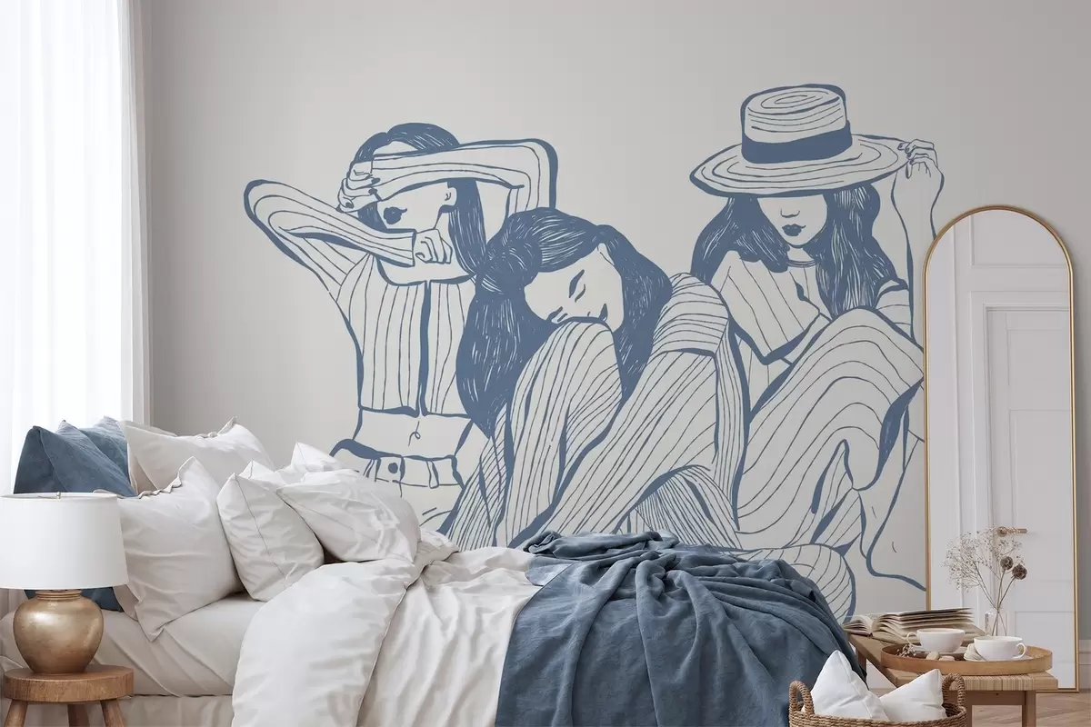 Fototapet Flickor nyanser av blått w04384v1