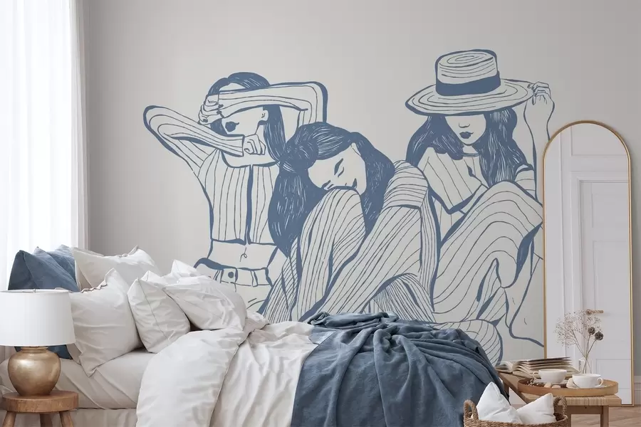 Fototapet Flickor nyanser av blått w04384v1